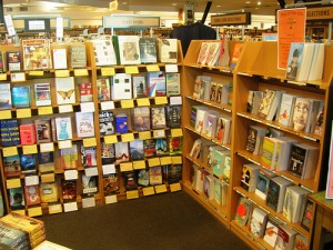 Book shelves filled with books